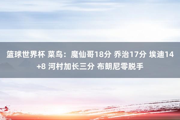 篮球世界杯 菜鸟：魔仙哥18分 乔治17分 埃迪14+8 河村加长三分 布朗尼零脱手