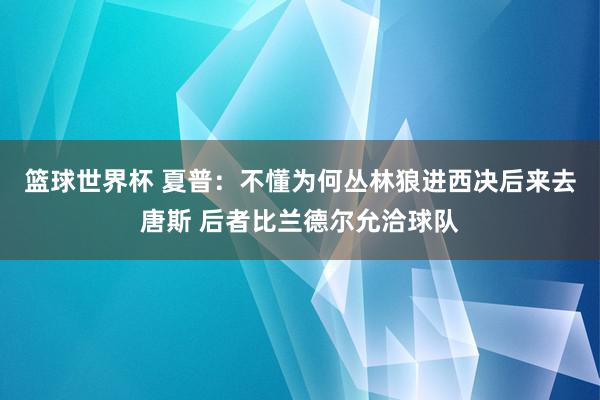 篮球世界杯 夏普：不懂为何丛林狼进西决后来去唐斯 后者比兰德尔允洽球队