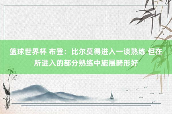 篮球世界杯 布登：比尔莫得进入一谈熟练 但在所进入的部分熟练中施展畸形好